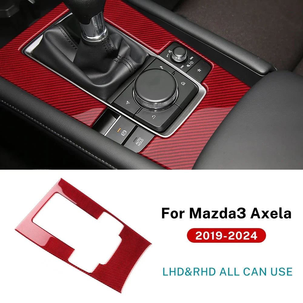 For Mazda 3 Axela 2019 2020 2021 2022 2023 2024 2025 Manual Automatic Car Gear Shift Panel Trim Real Soft Carbon Fiber Sticker