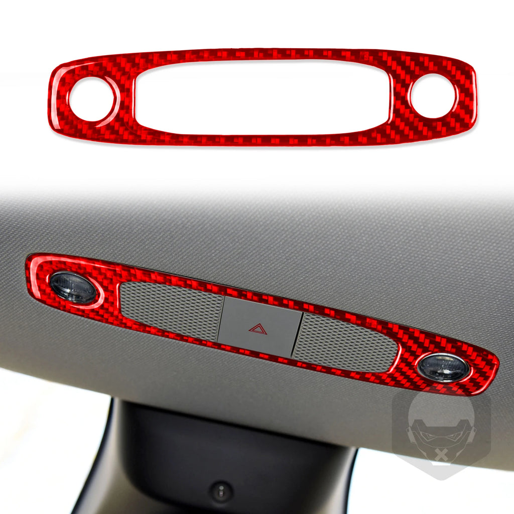 For Tesla Model 3 2017-2022 Model Y 2020-2022 Carbon Fiber Interior Front Reading Light Panel Frame Trim Sticker Car Accessories
