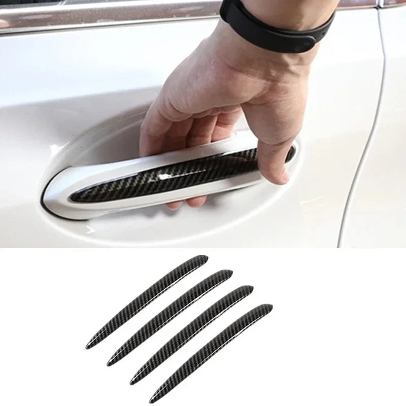 4Pcs/set ABS Car Door Handle Molding Cover Trim Carbon Fiber Look for BMW 5 Series G30 530li X3 X4 G02 2018-2020 Exterior Parts