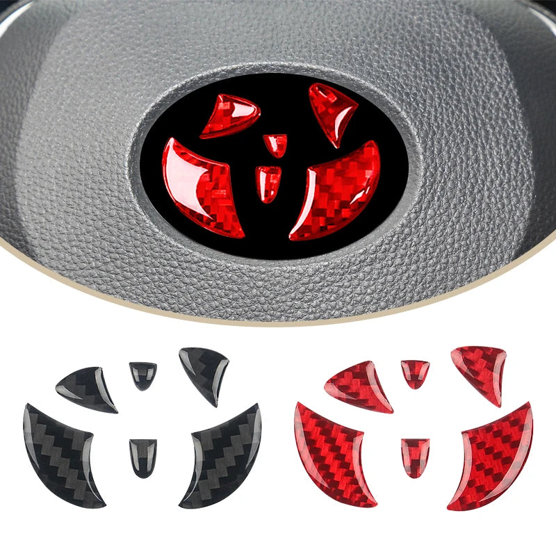 Carbon Fiber Car Steering Wheel Emblem Badge Sticker Glue Tr