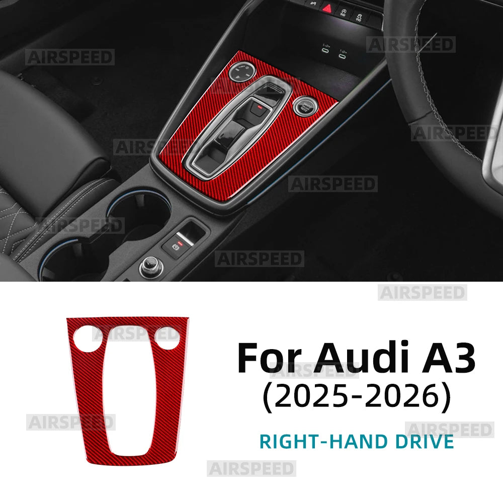 Real Soft Carbon Fiber Sticker for Audi A3 S3 8Y 2025 2026 LHD RHD Car Automatic Gear Shift Panel Accessories Interior Trim