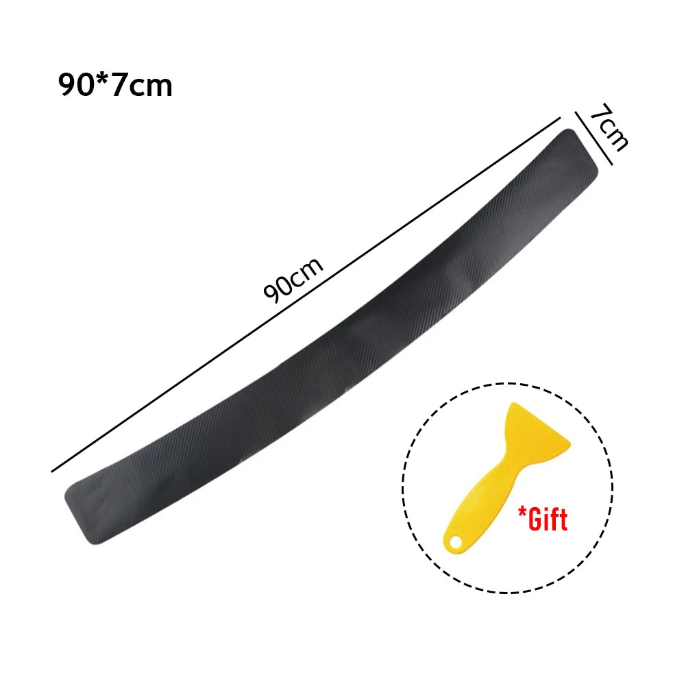 Universal Rear Trunk Guard Plate Sticker Car Rear Bumper Trim Anti-Kicked Scratch Protection Sticker Strip 3D Carbon Fiber Film