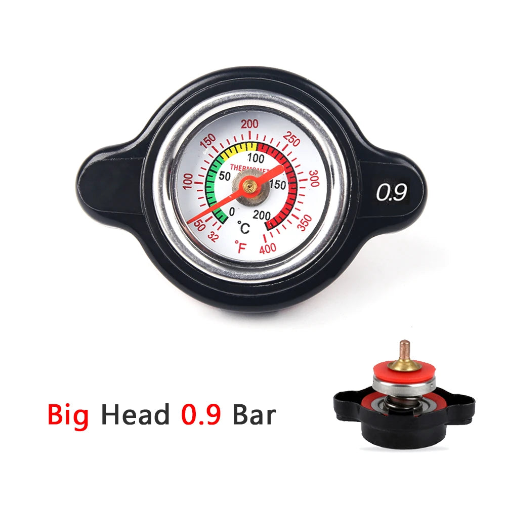Car Motorcycle Styling Thermo Radiator Cap Tank Cover Water Temperature Gauge with Utility Safe 0.9 Bar/ 1.1 Bar/1.3 Bar