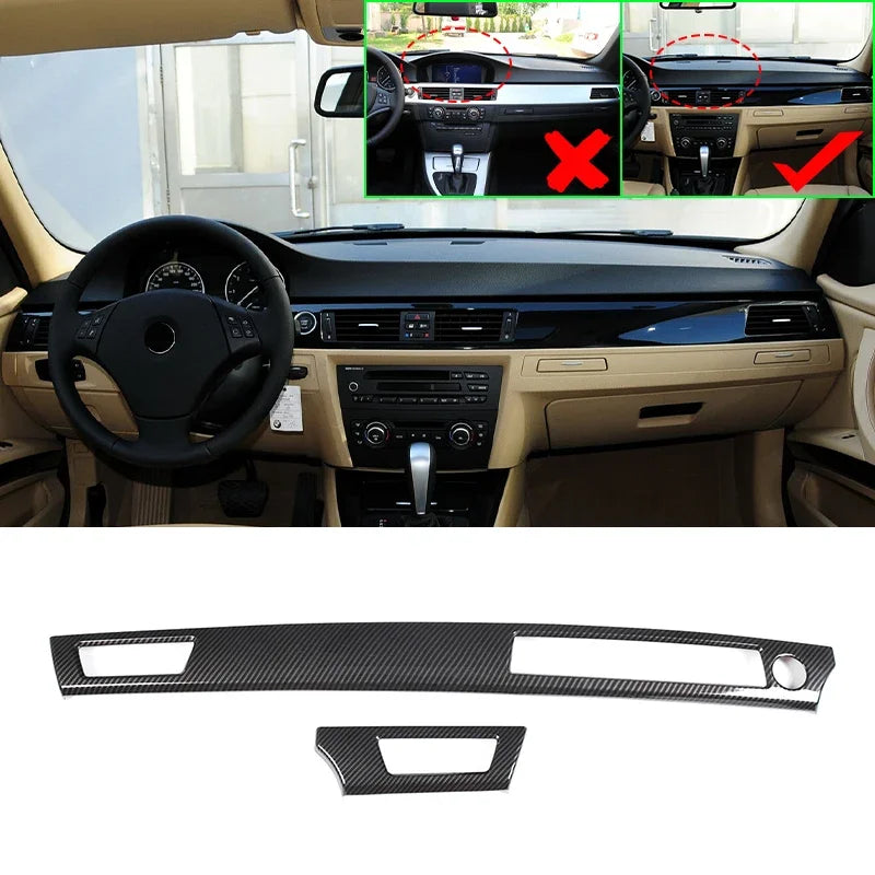 For BMW 3 Series E90 2005-2012 Car Carbon Fiber Interior Decoration Cover Stickers Dashboard Console Gear Shift Door Handle Trim