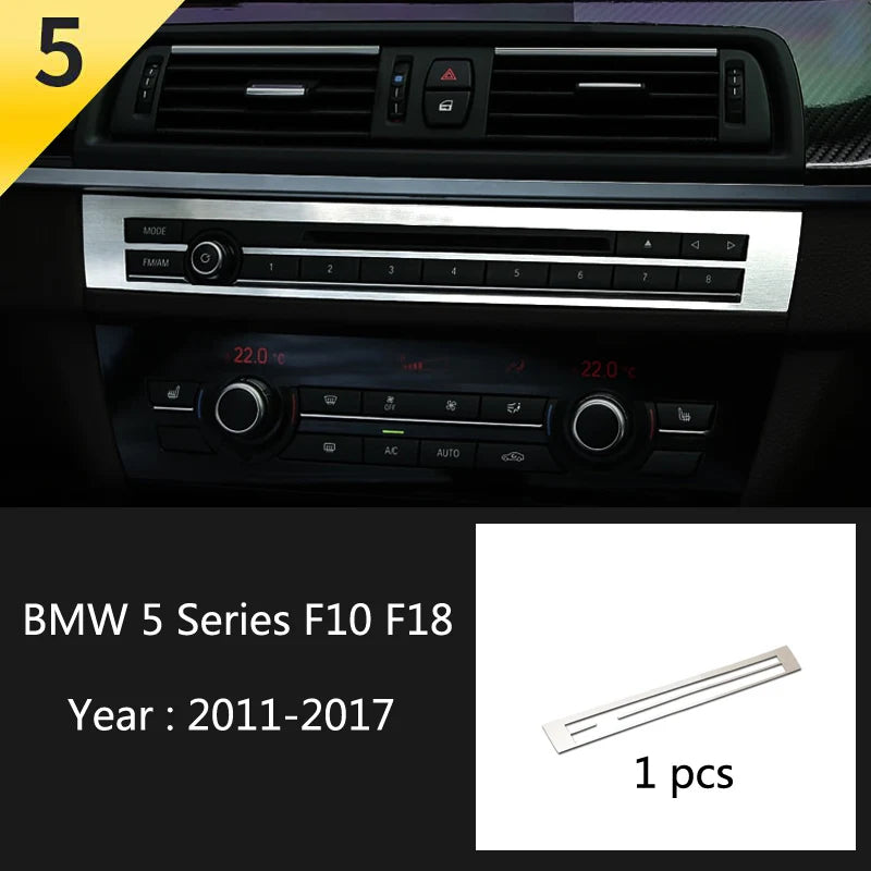 For BMW 5 Series F10 F11 F18 Accessories Stainless Steel Modified Interior Car Central Air Outlet Set Trim Sticker Frame Styling