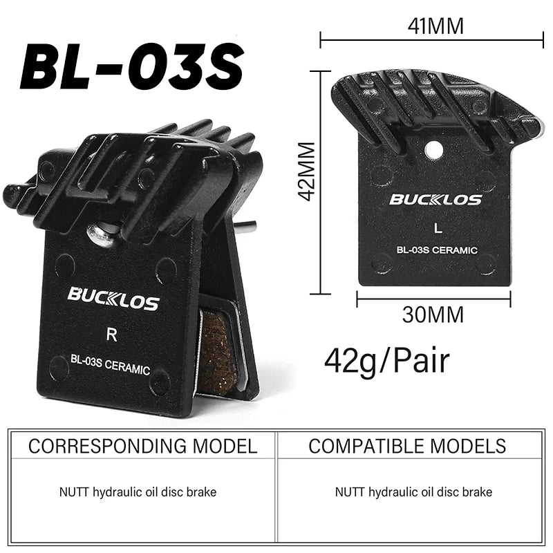 BUCKLOS Ceramic Bike Brake Pads Bicycle Hydraulic Disc Brake