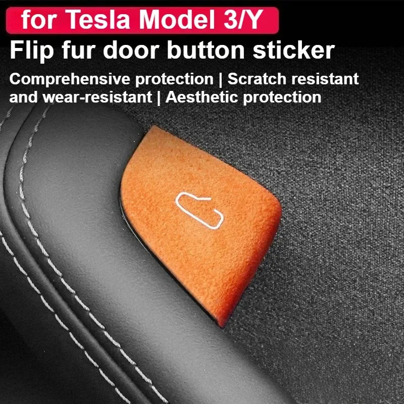 Car Interior Suede Door Switch Button Trim Stickers Patch Tr