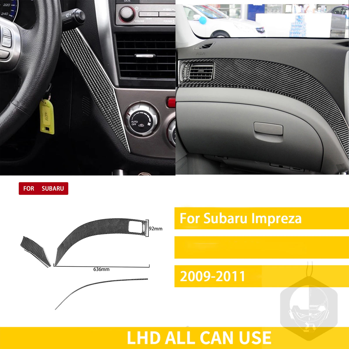 For Subaru Impreza 2009 2010 2011 Accessories Carbon Fiber Car Interior Gear Cuphold Panel CD Air Outlet Cover Trim Sticker