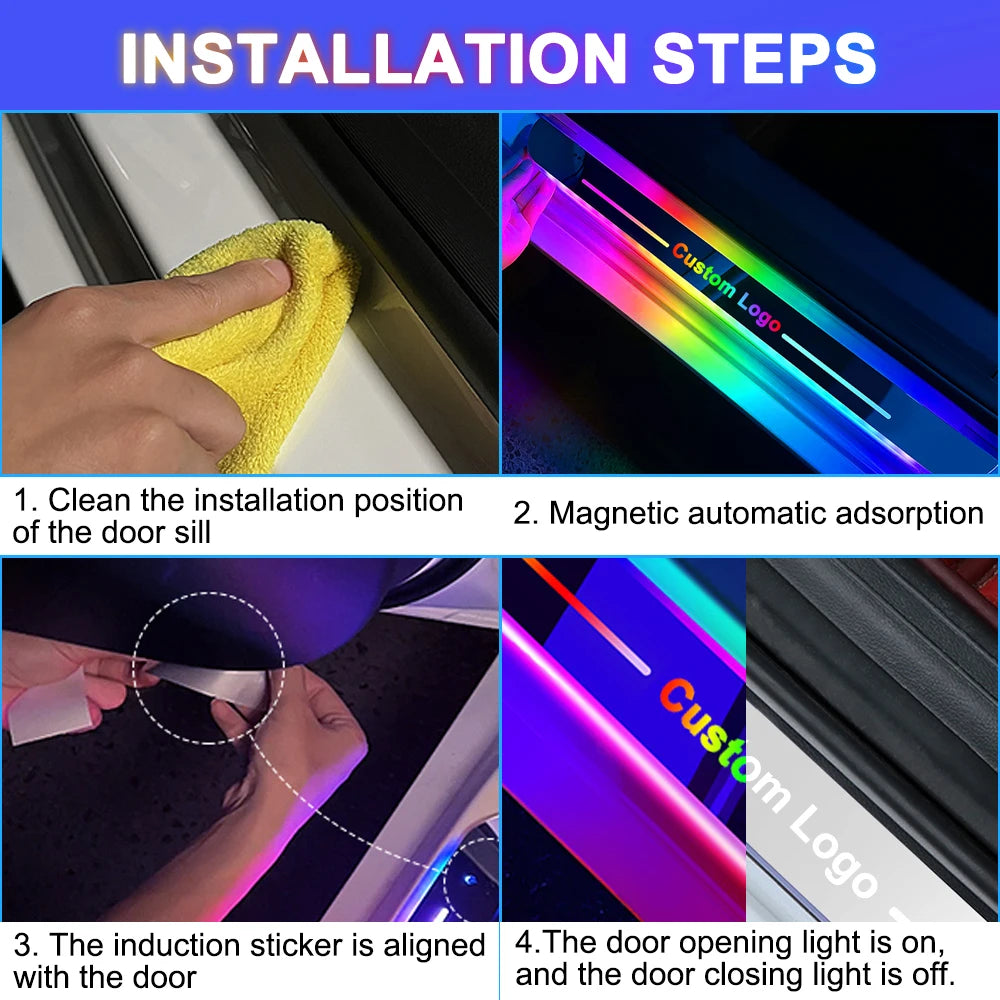Customized Magnetic Car Door Sill Pedal Illuminated Lights L