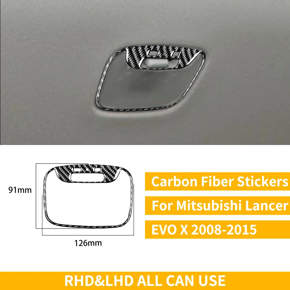 For Mitsubishi Lancer EVO X MR 2008-2015 Carbon Interior Trim Sticker Set Speedometer Window Lifting Storage Car Accessories