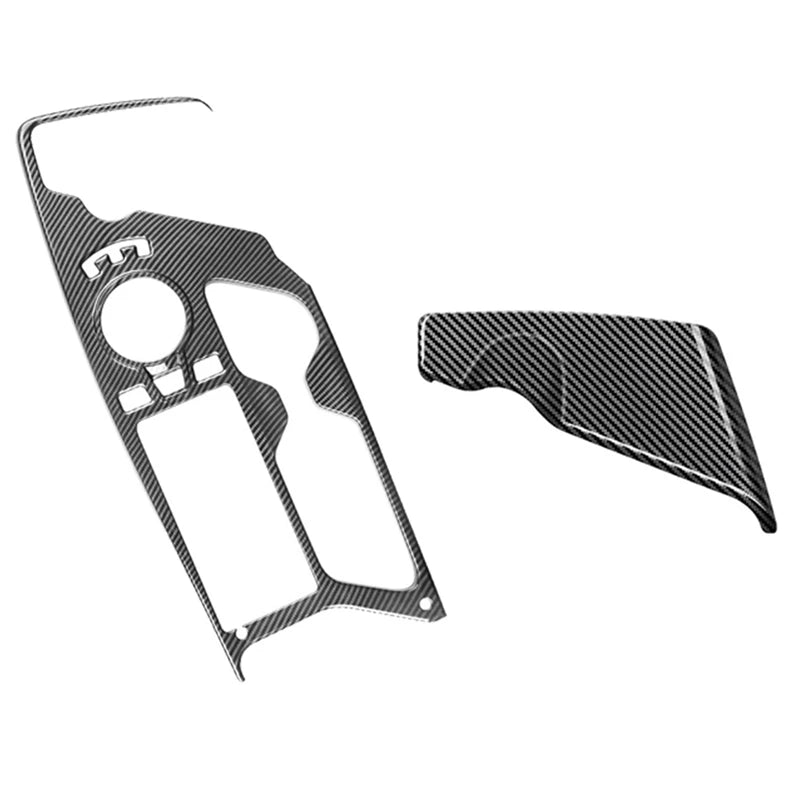 2Pcs Car Carbon Fiber Center Console Gear Shift Panel Water 