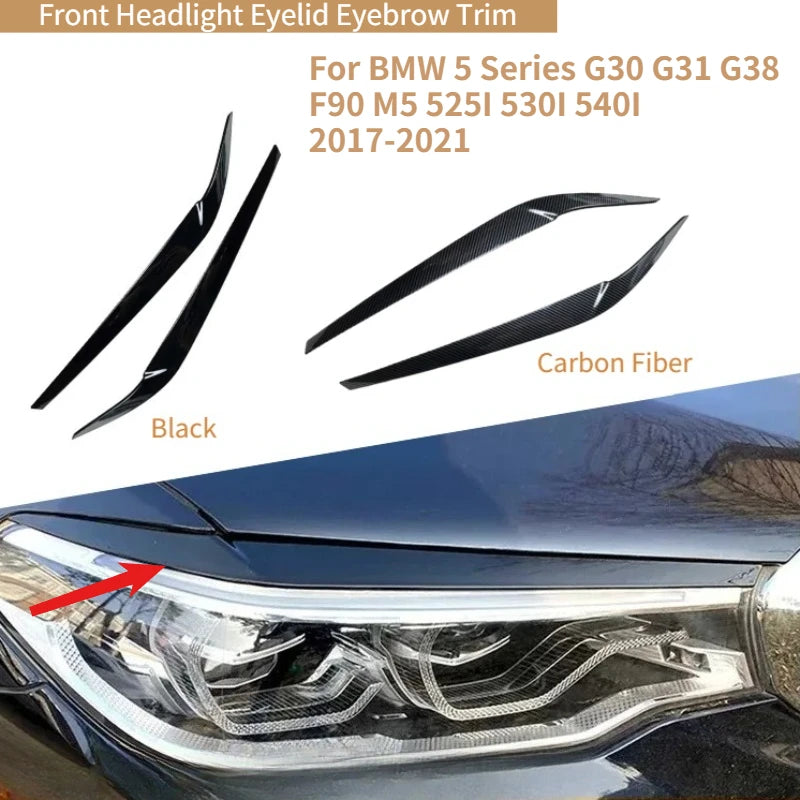 2Pcs Car Headlights Eyebrow Eyelid Trim Cover Sticker Carbon
