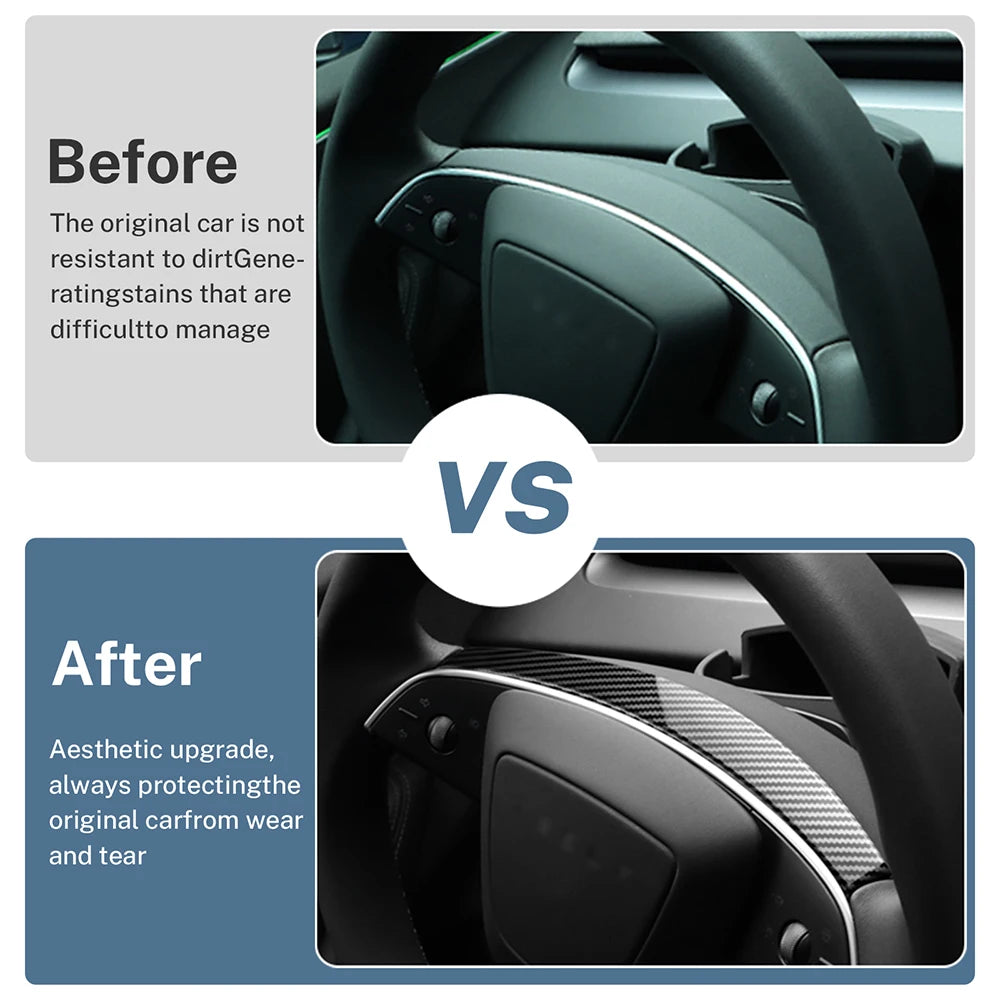 ABS Carbon Fiber Steering Wheel Frame Cover For Tesla Model 