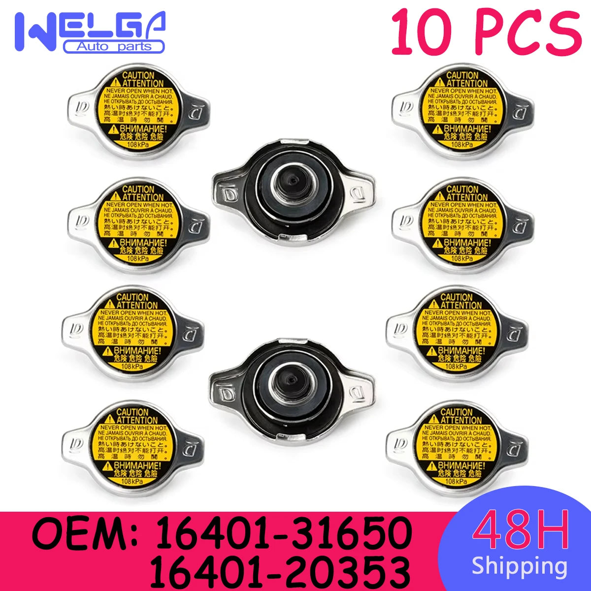 10PCS Set Car Radiator Cap Small Head Size 1.1Bar 16401-2035