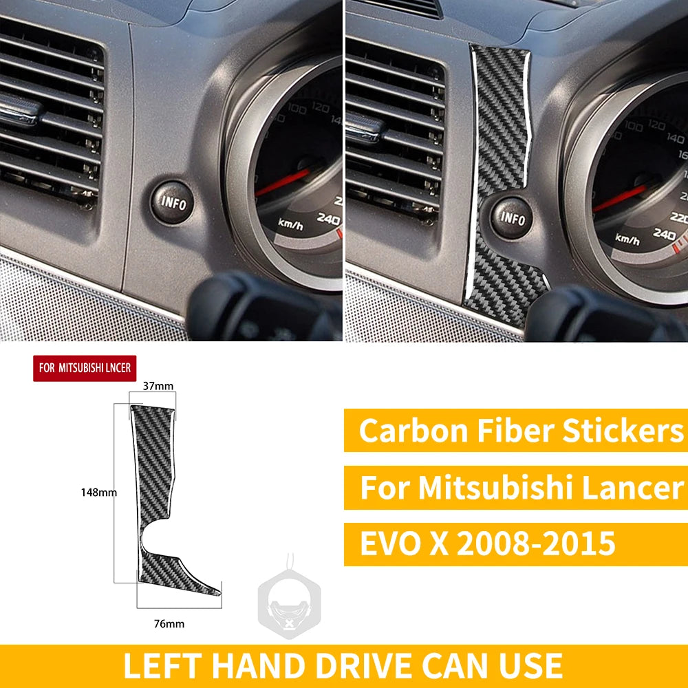 For Mitsubishi Lancer EVO X MR 2008-2015 Carbon Interior Trim Sticker Set Speedometer Window Lifting Storage Car Accessories