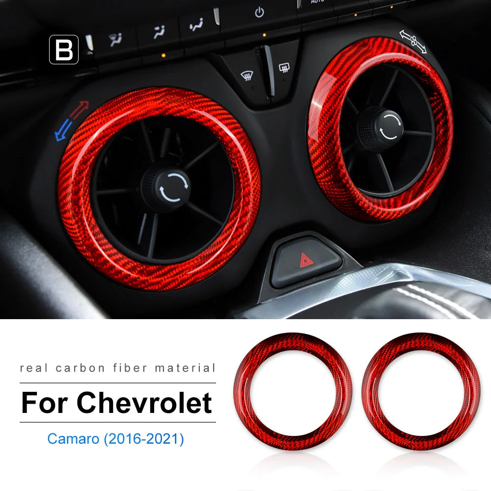 Real Carbon Fiber for Chevrolet Camaro 2016 2017 2018 2019 2020 2021 2022 2023 Car Interior Trim Red Black Accessories Sticker