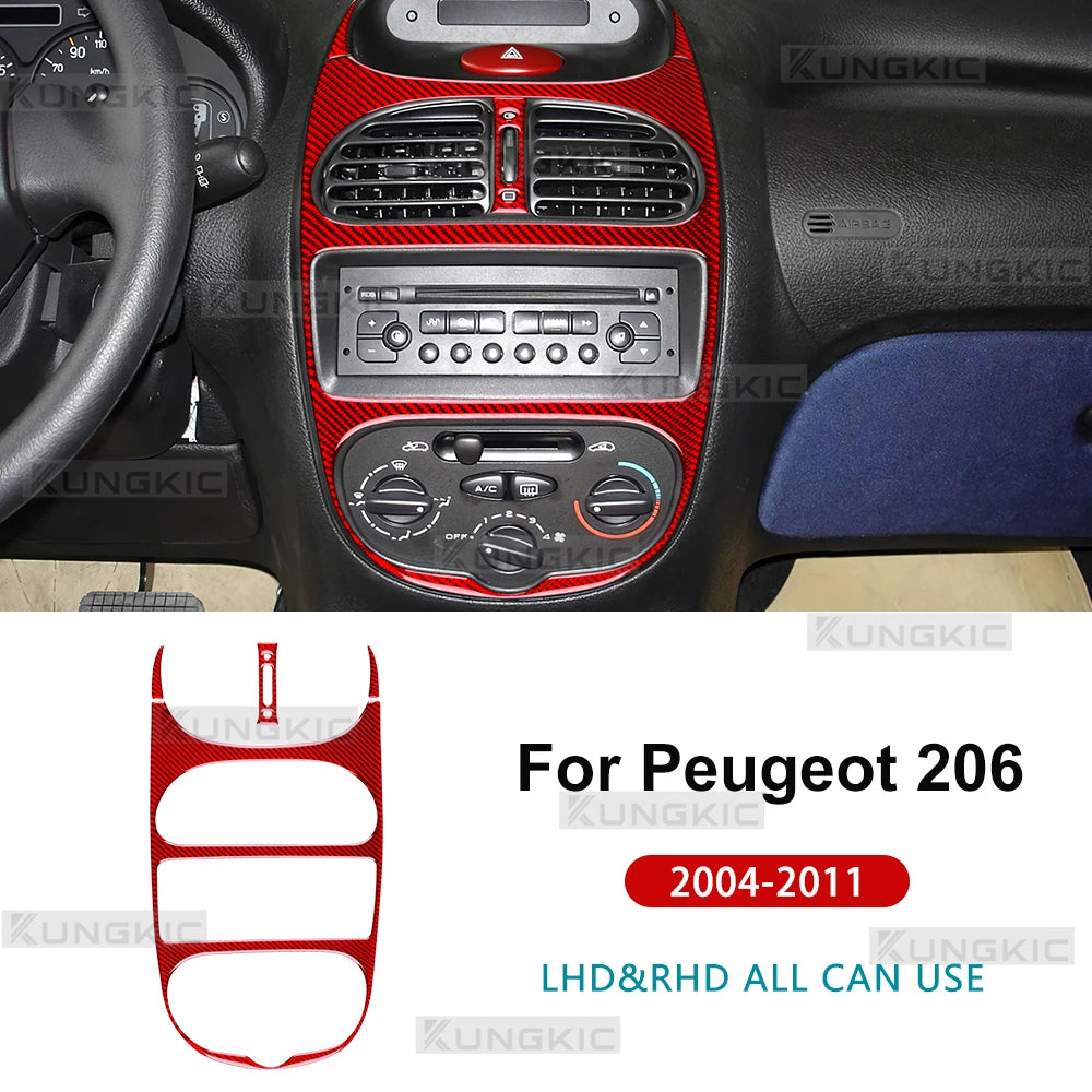 Real Soft Carbon Fiber Trim For Peugeot 206 2001 2002 2003 2004 2005 2006 2007 2008 2009 2010 Car AC Central Control Air Outlet
