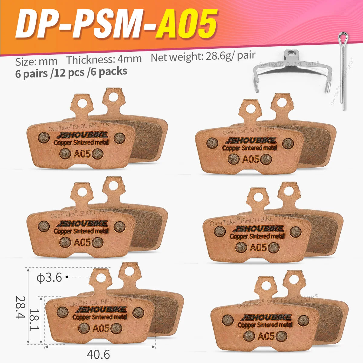 JSHOUBIKE 1/2/4/6/8/10 Pairs Sintered Metal Hydraulic Brake 