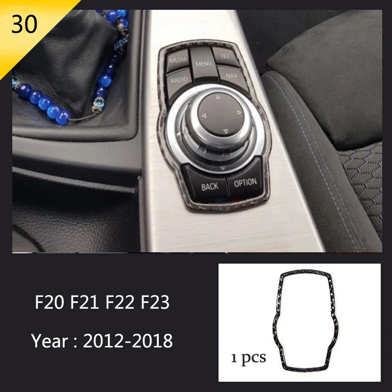 For BMW 1 2 Series F20 F21 F22 F23 Carbon Fiber Car Control CD Panel Cover Trim Air Conditioning Outlet Frame Decoration Sticker