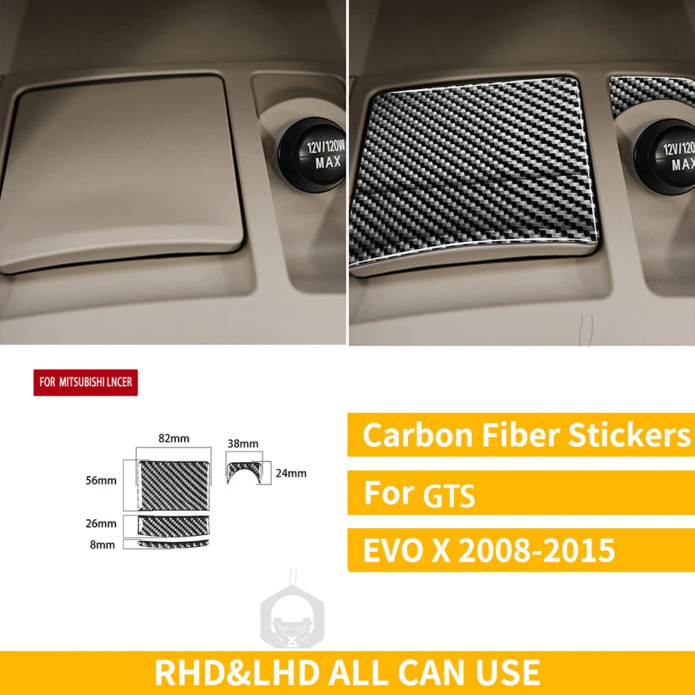 For Mitsubishi Lancer EVO X MR 2008-2015 Carbon Interior Trim Sticker Set Speedometer Window Lifting Storage Car Accessories