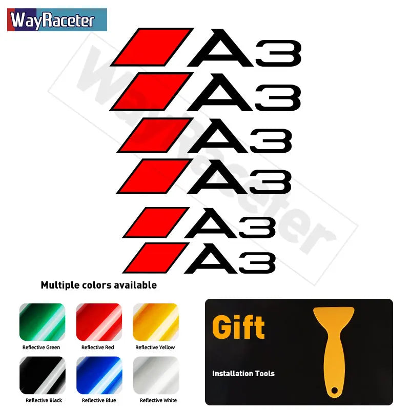6 Pcs Top Vinyl Decal High Temperature Car Brake Caliper Stickers For Audi A3 S3 A4 S4 A5 S5 A6 S6 A7 S7 A8 Q2 Q3 Q5 Q7 Q8 TT