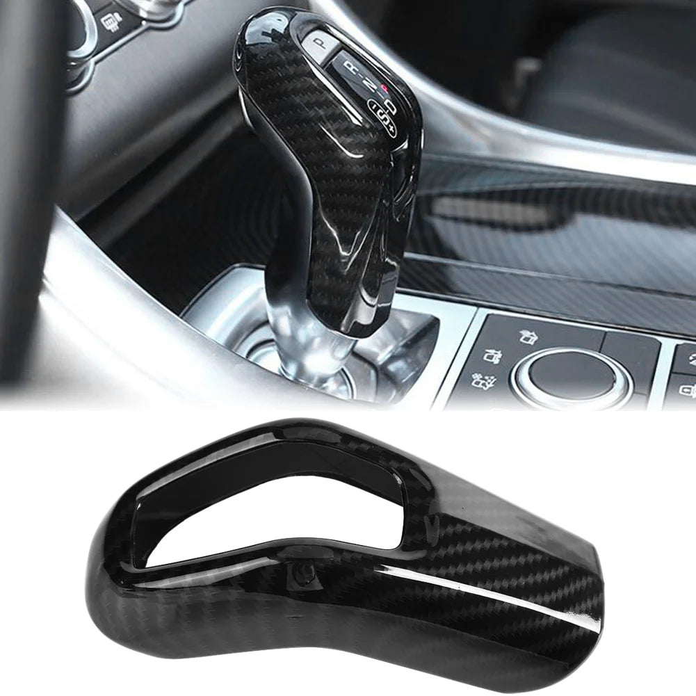 Carbon Fiber Style Car Gear Shift Knob Cover Trim Frame ABS 