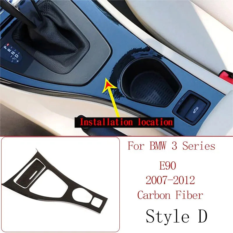 For BMW 3 Series E90 2005-2012 Car Carbon Fiber Interior Decoration Cover Stickers Dashboard Console Gear Shift Door Handle Trim