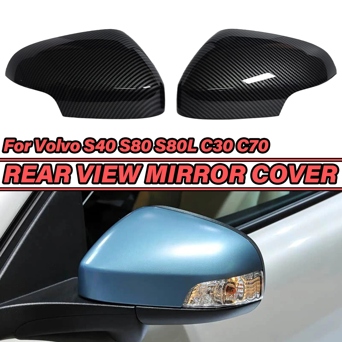 For Volvo S40 S80 S80L C30 C70 Car Side RearView Mirror Cove