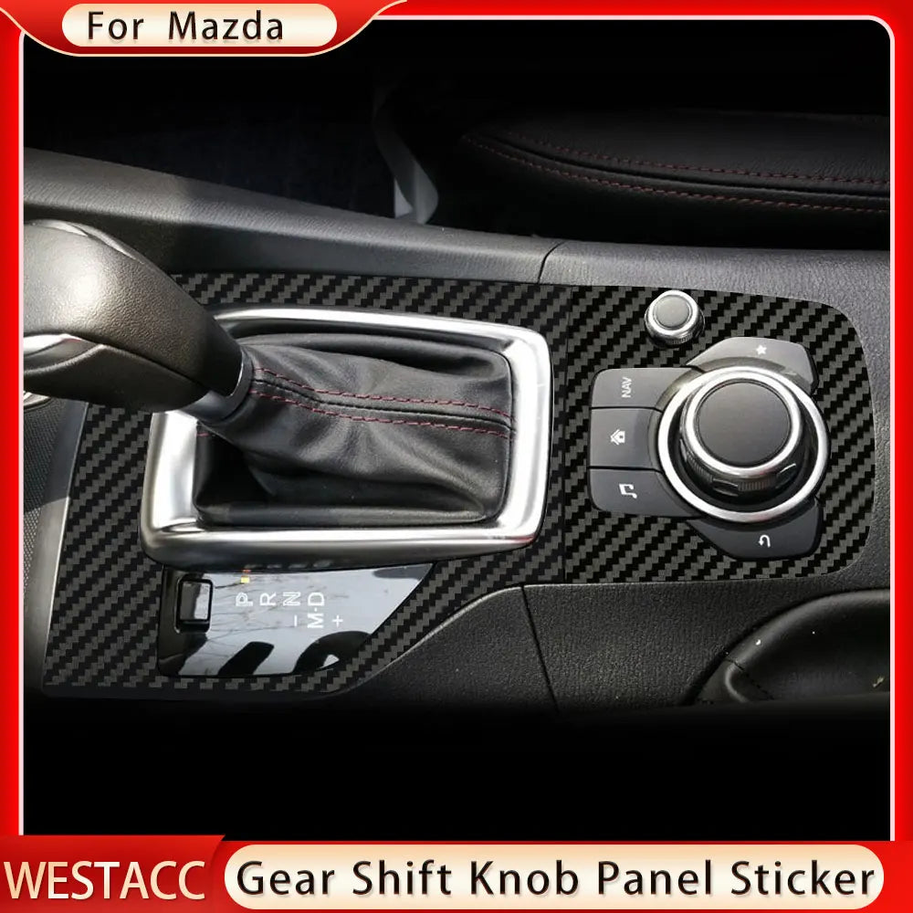 Carbon Fiber Car Gear Head Shift Knob Panel Cover Trim Stick