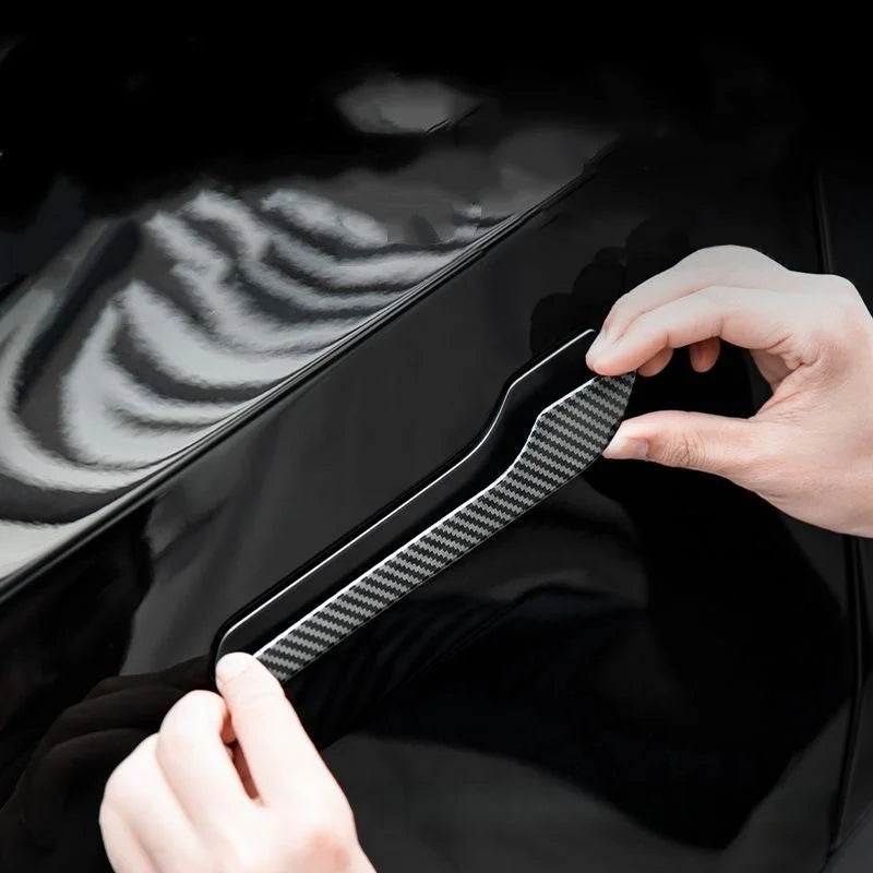 Carbon Fiber Black White Red Car Door Handle Cover Trim Stic