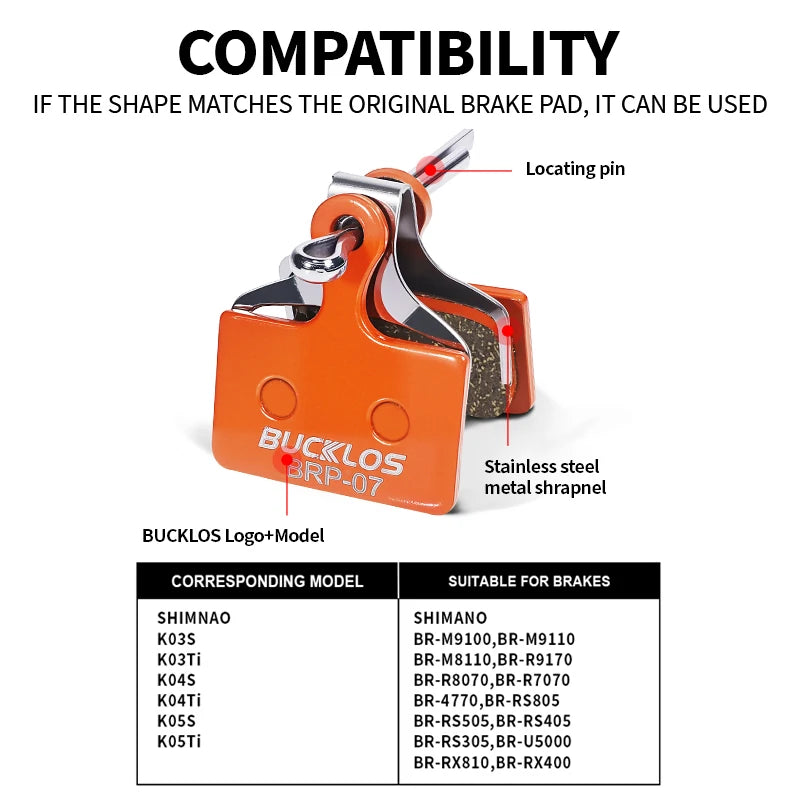 BUCKLOS Bicycle Hydraulic Disc Brake Pads for M9100 Metallic