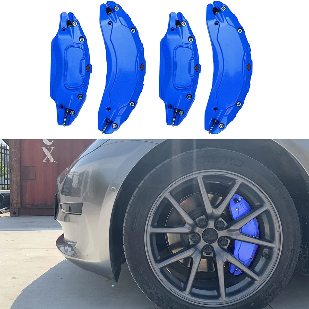 4pcs Brake Caliper Covers for Tesla Model 3 2017 2018 2019 2020 2021 2022 2023 Accessories With Stickers(Not Fit Model 3 2024)