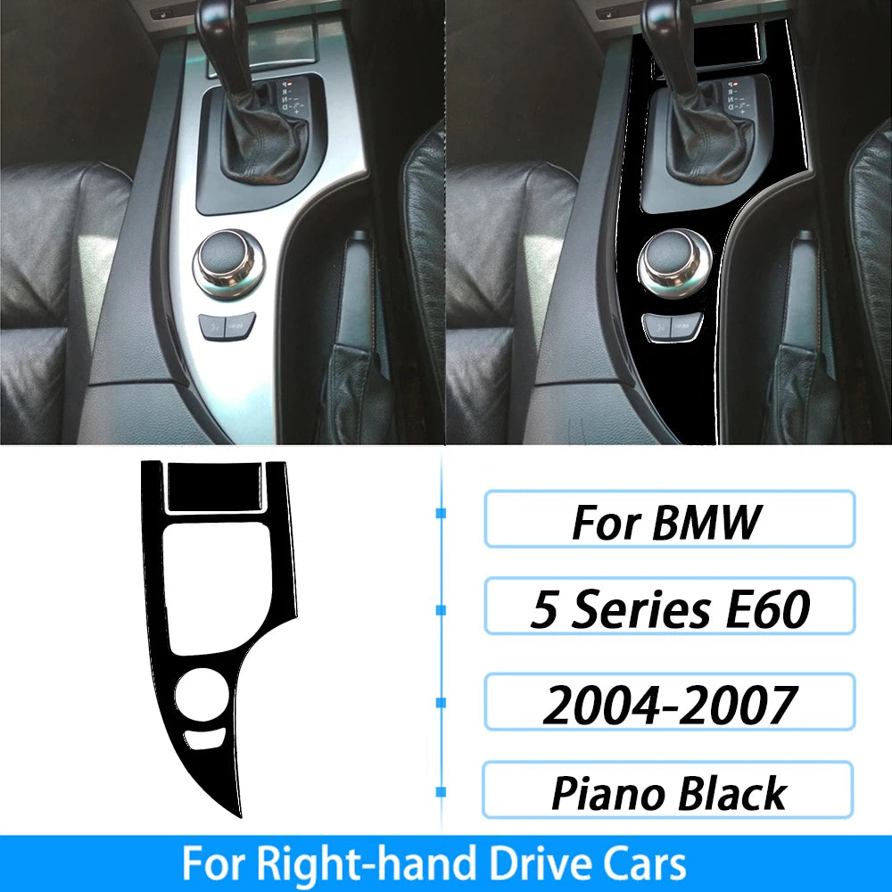 For BMW 5 Series E60 2004-2007 Piano Black Gear Shift Steering Wheel Air Outlet Panel Set Trim Car Interior Accessories Sticker