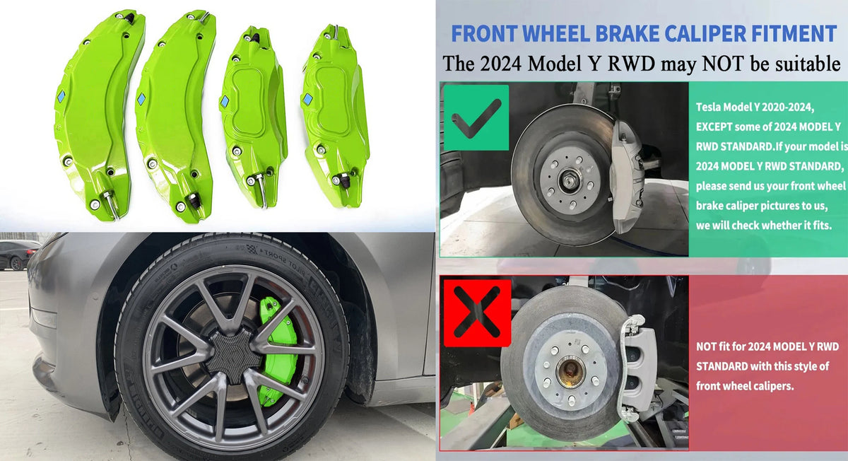 Brake Caliper Covers for Tesla Model Y 2020 2021 2022 2023 2024 Accessories with Decals (Not Fit RWD 2024 Made in Berlin)