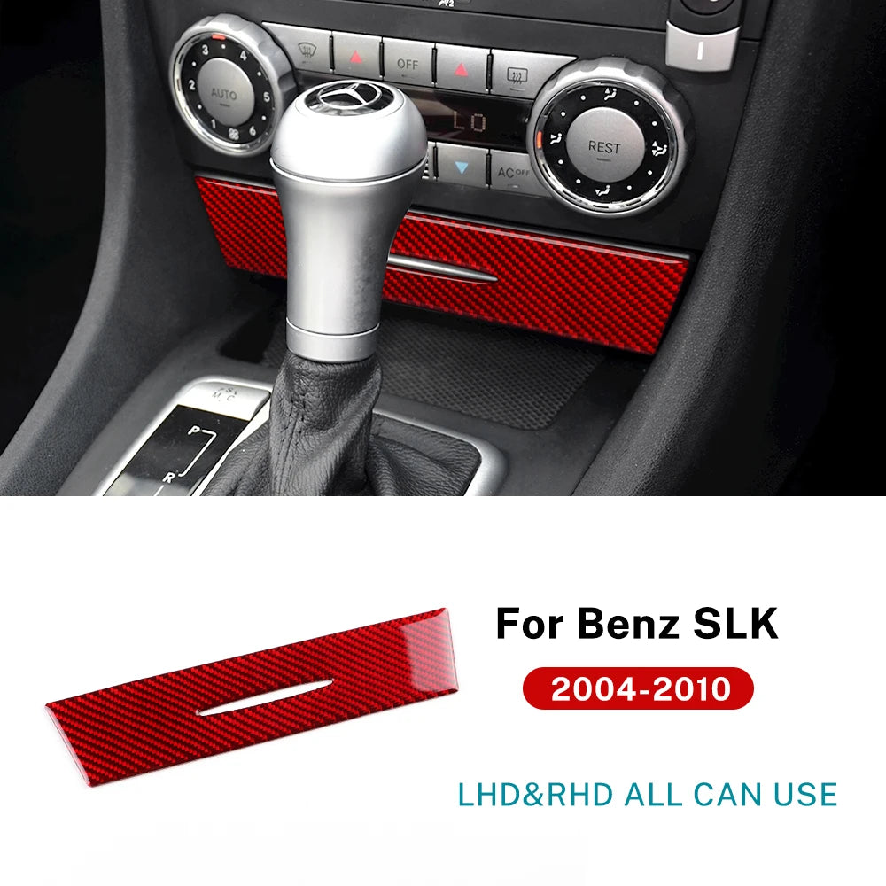Real Soft Carbon Fiber Trim Sticker For Mercedes Benz SLK R171 2004 2005 2006 2007 2008 2009 2010 Car AC Storage Bottom Panel