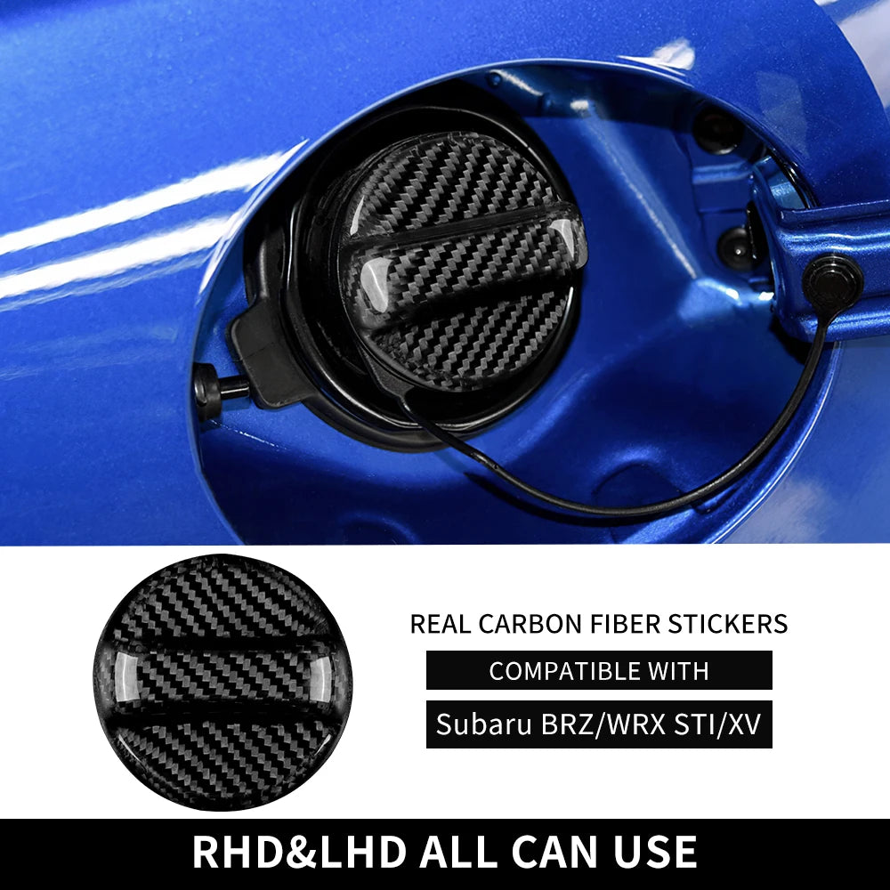Real Hard Carbon Fiber Sticker For Subaru BRZ WRX STI XV For Toyota Lexus Mazda Universal Car Fuel Tank Cap Trim Red Color