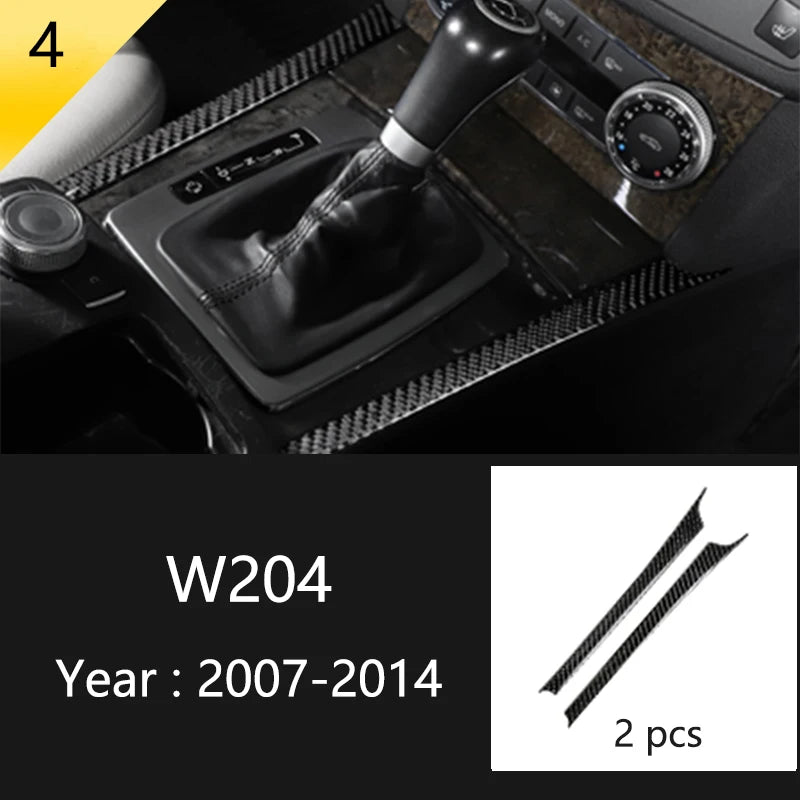 For Mercedes Benz C Class W204 C180 C200 C260 Car Carbon Fiber Window Door Panel Strip Cover Protective Trim Sticker Accessories