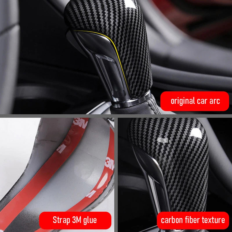 Carbon Car Gear Head Shift Knob Handle Cover Trim Sticker Ac