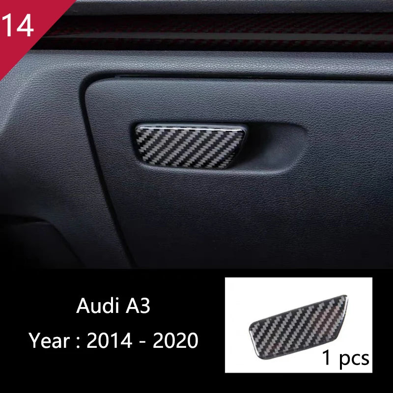 Car Styling Center Console Gear Shift Panel Decoration Cover Sticker Trim For Audi A3 8V S3 2014-2019 Carbon Fiber Accessories