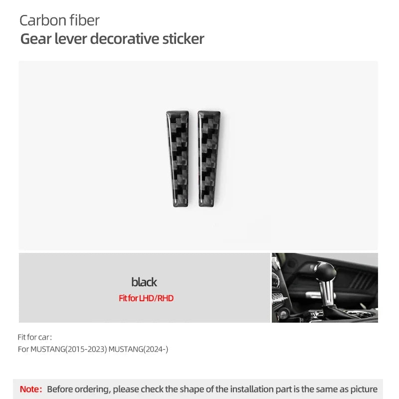 For Ford Mustang GT 2024 2025- Carbon Fiber Center Console Gear Shift Knob Side Trim Sticker Car Interior Tuning Accessories