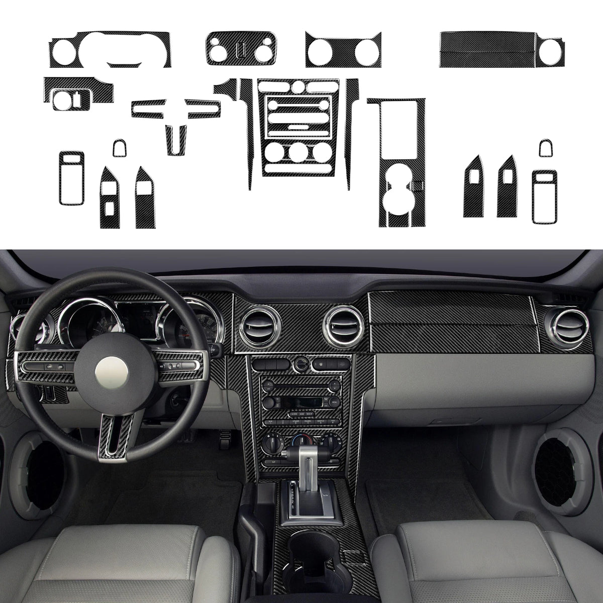 For Ford Mustang GT Shelby (2005-2009) Steering Wheel Panel 