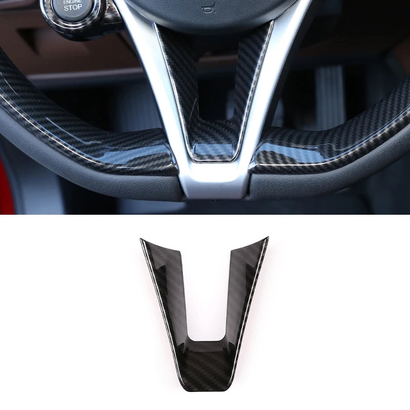 ABS Carbon Fiber For Alfa Romeo Giulia Stelvio 2017 2018 2019 Car Steering Wheel Cover Trim Interior Accessories