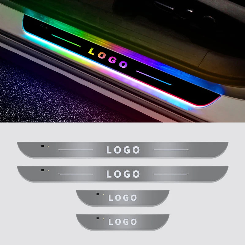 Customized Car door illuminated sill light logo Projector lamp USB Power Moving LED Welcome Pedal Car Scuff Plate Pedal light