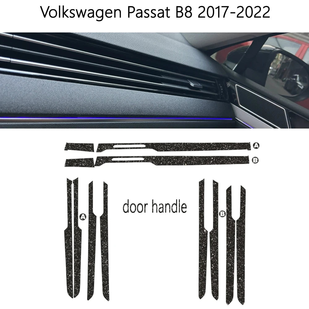 Car Styling Black Carbon Decal Car Window Handrail Panel Cover Trim Stickers For Volkswagen Passat B8 2017-2022