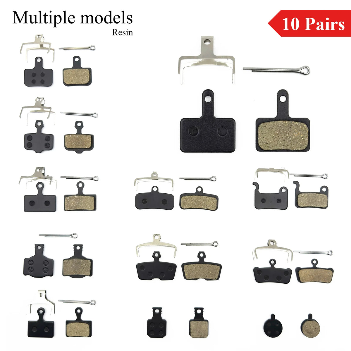 10 Pairs Multiple Models Bike Resin Disc Brake Pads MTB/Road