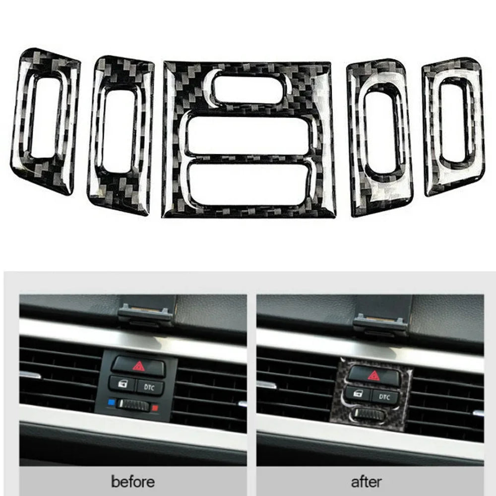 For BMW E90 E92 E93 Interior Accessory 5pcs Car Auto Carbon 