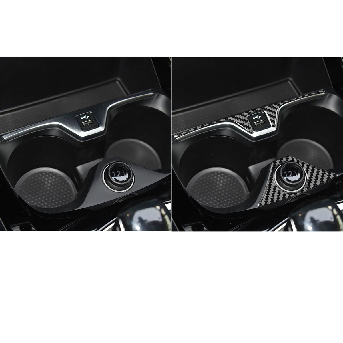 Real Carbon Fiber Car Accessories Center Cup Holder Trim Cov
