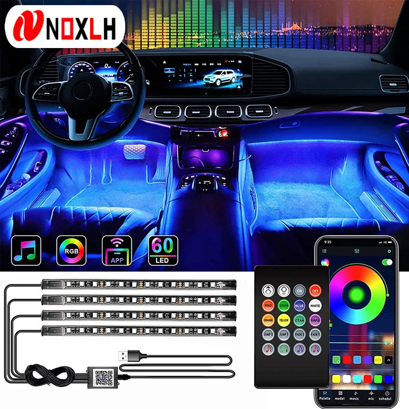 Neon LED Car Interior Ambient Foot Strip Light Kit Accessori