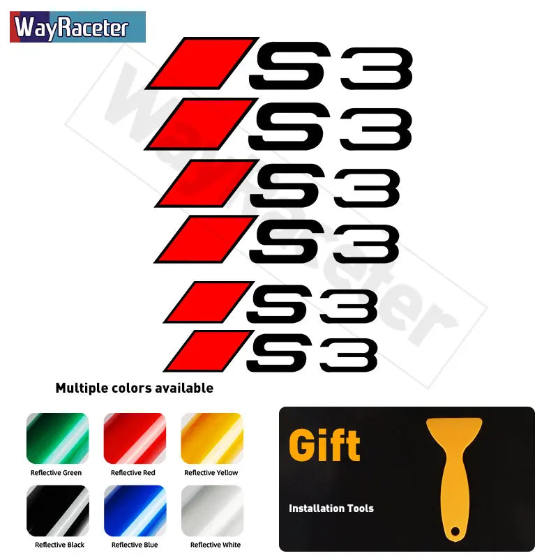 6 Pcs Top Vinyl Decal High Temperature Car Brake Caliper Stickers For Audi A3 S3 A4 S4 A5 S5 A6 S6 A7 S7 A8 Q2 Q3 Q5 Q7 Q8 TT