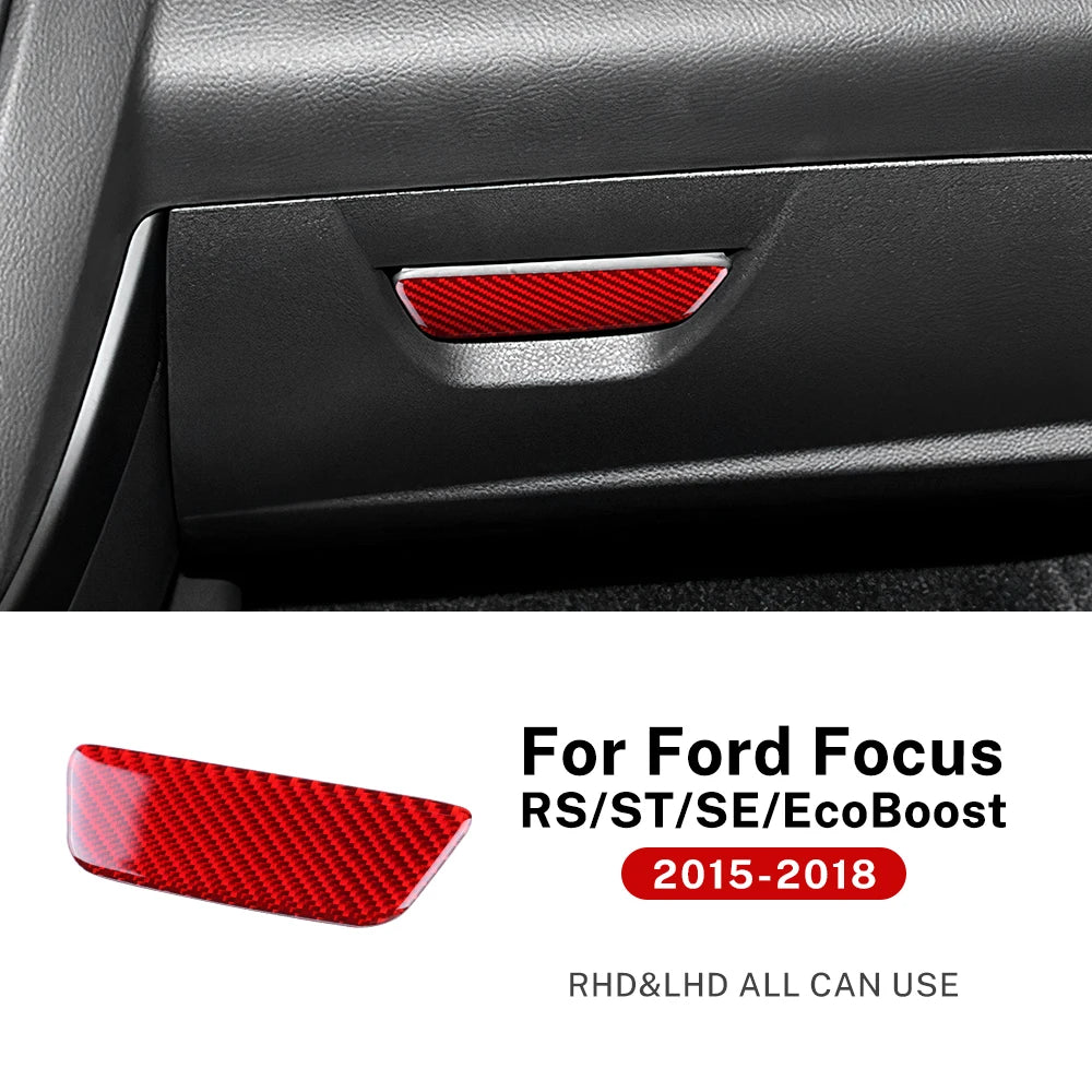 For Ford Focus SE RS ST Ecoboost 2015 2016 2017 2018 Car Passenger Glove Box Panel Trim Real Soft Carbon Fiber Sticker